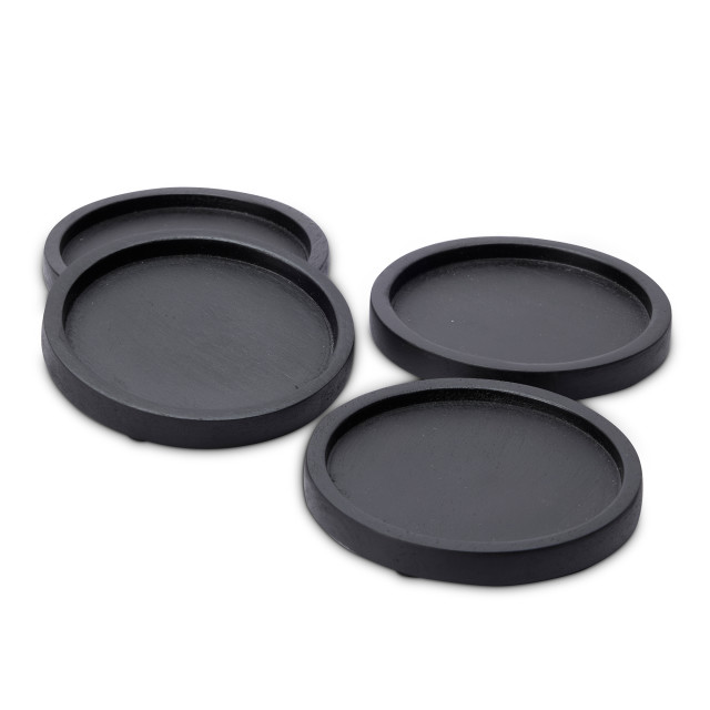 Humble & Mash Wooden Coasters, Set of 4 - Black layed out