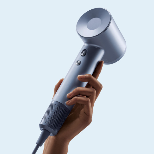 Laifen Swift High Speed Hair Dryer, 1600W - Silver Blue showing scale handheld