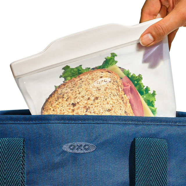 OXO Good Grips Silicone Stand Up Reusable Bag - 335ml in a lunch bag