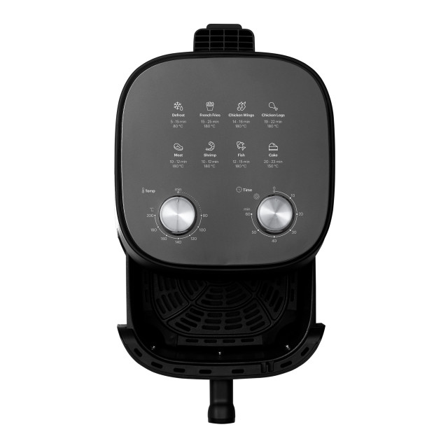 Defy Black and Silver Manual Airfryer, 4.7L angle