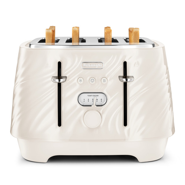 DeLonghi Ballerina 4-Slice Toaster, 1800W - Marble White angle