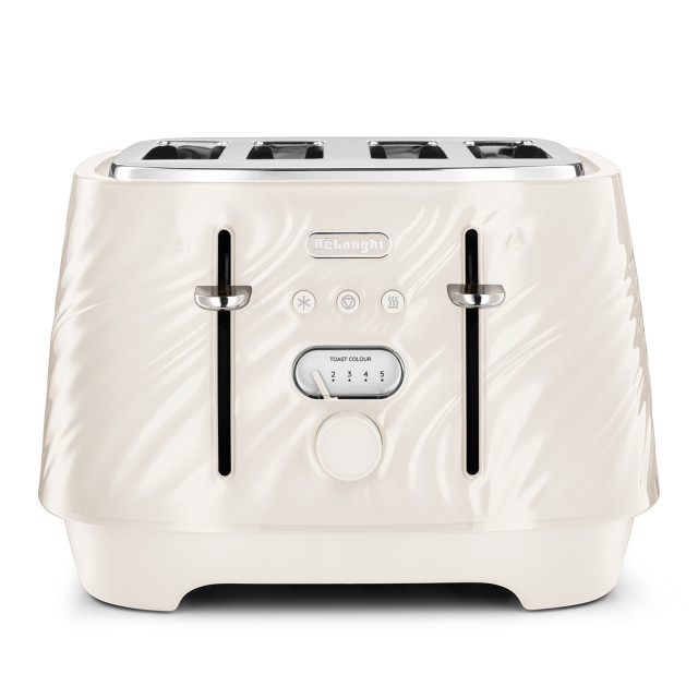 DeLonghi Ballerina 4-Slice Toaster, 1800W - Marble White angle