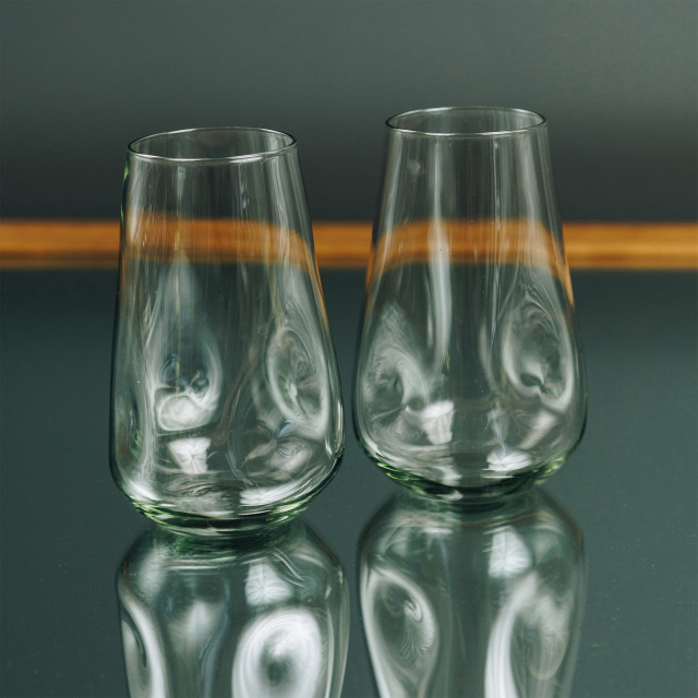 Ngwenya Glass Organic Highball Tumblers, Set of 4 on the table