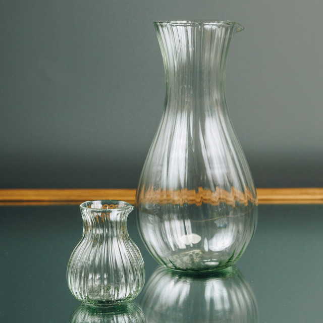 Ngwenya Glass Optic Large Round Decanter, 1.75L on the table