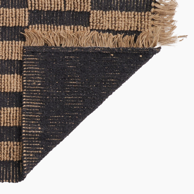 Thread Office Black Broken Stripe Jute Runner, 80cm x 200cm