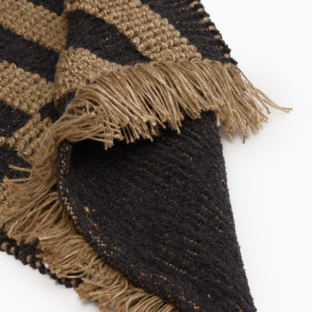 Thread Office Black Broken Stripe Jute Runner, 80cm x 200cm