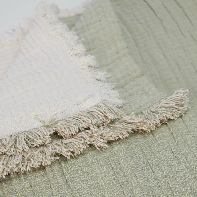 Sage Reversible Woven Fringe Throw, 180cm x 200cm