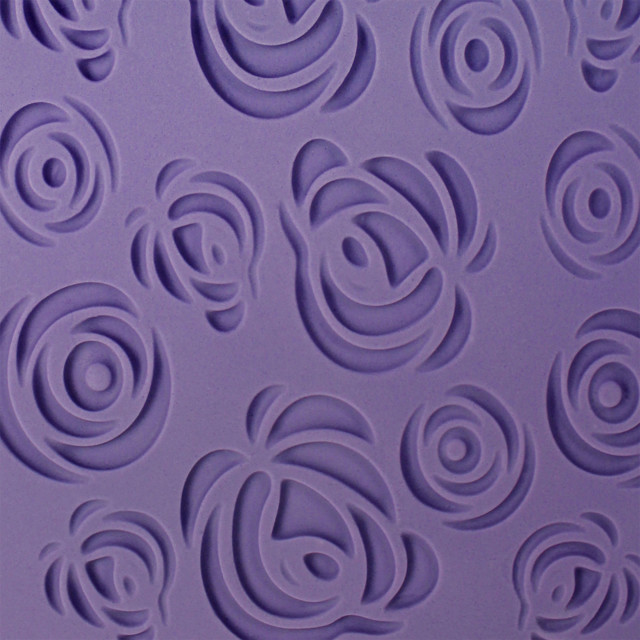 PME Fondant Impression Mat - Rose Design detail on fondant