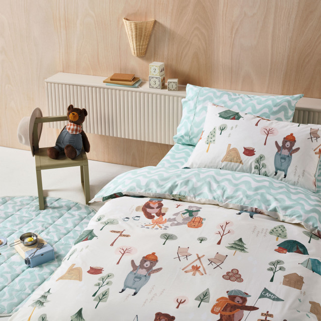 Linen House Camping Bears Duvet Cover Set - Double detail on the bed