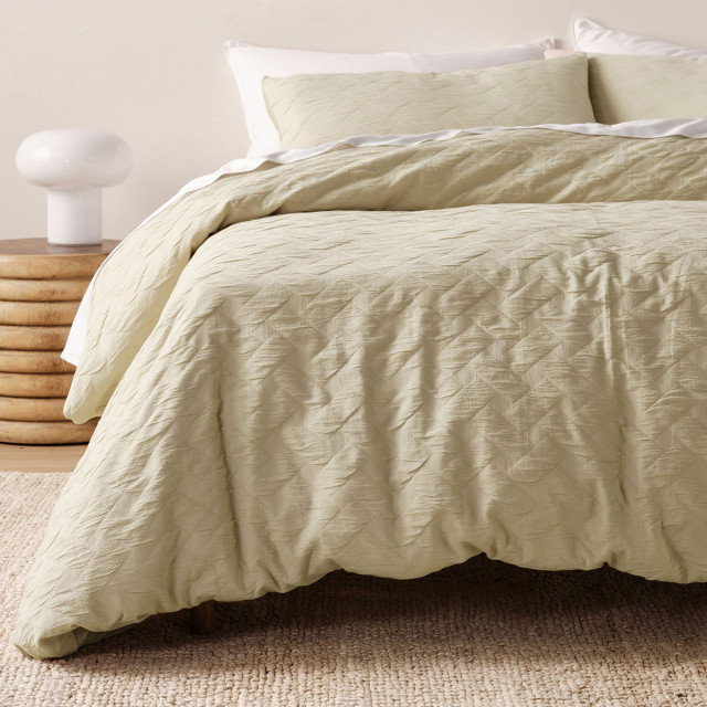 Linen House Stone Rhea Duvet Cover Set - Double detail on the bed