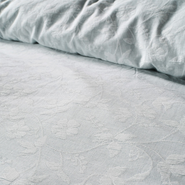 Linen House Silver Athena Duvet Cover Set - King detail on the bed