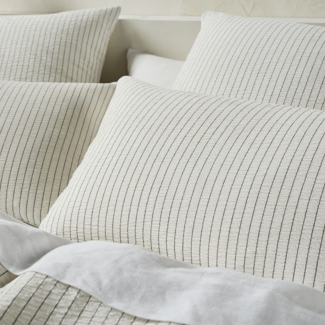 Linen House Chiltern Yarn-Dyed Stripe Duvet Cover Set - King detail on the bed