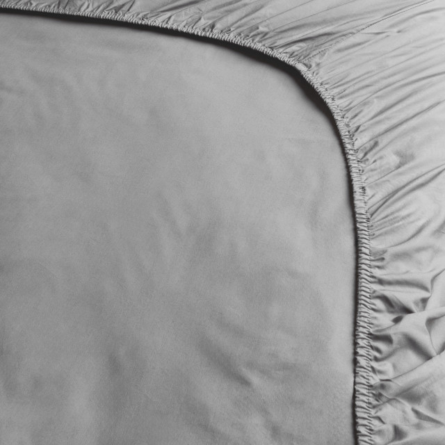 Thread Office Light Grey Washed Cotton Fitted Sheet - Queen