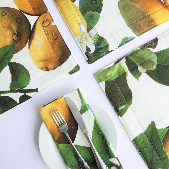 DSA Polyteq Lemon Placemats, Set of 6 on the table