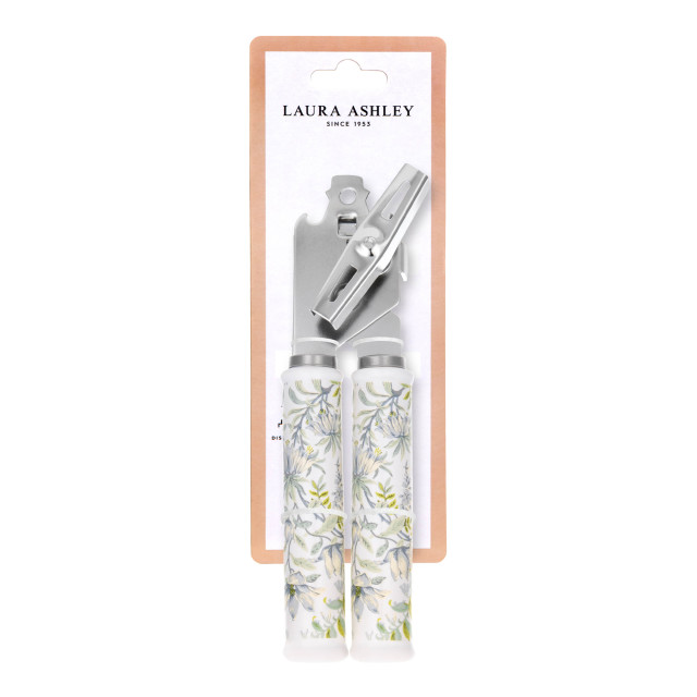 Laura Ashley Stainless Steel Can Opener with Ceramic Handle - Sage Parterre packaging