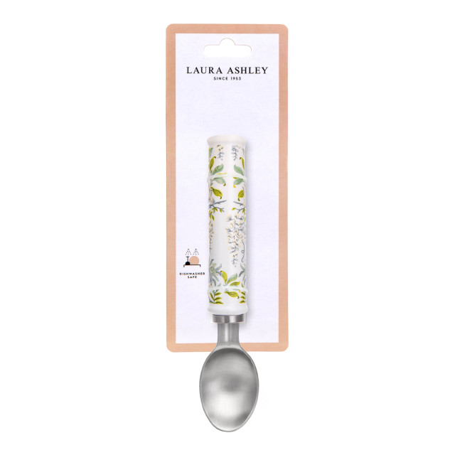 Laura Ashley Stainless Steel Ice Cream Spoon with Ceramic Handle - Sage Parterre packaging