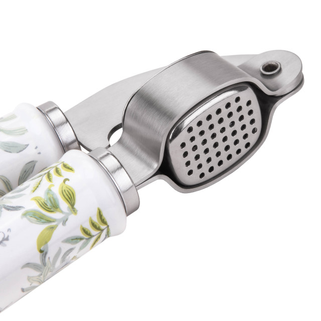 Laura Ashley Stainless Steel Garlic Press with Ceramic Handle - Sage Parterre detail