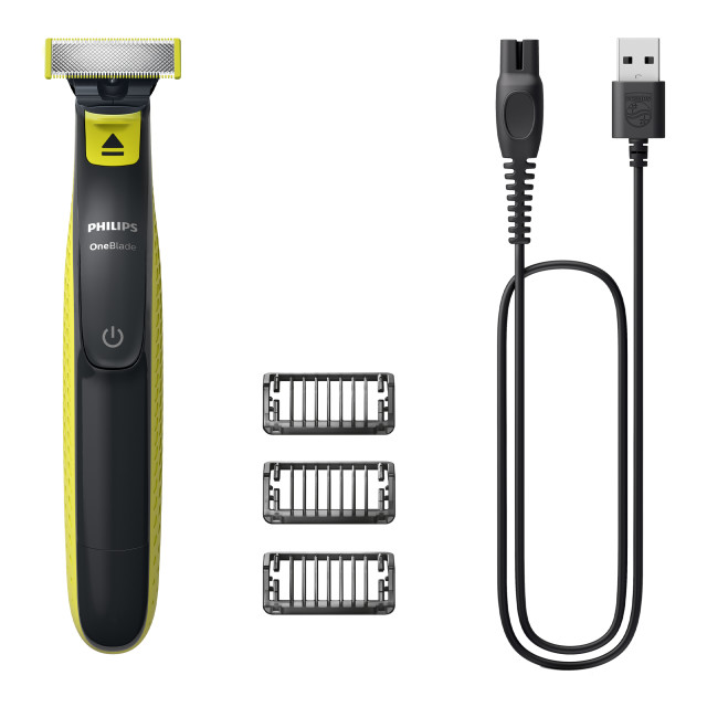 Philips Rechargeable USB OneBlade Face Hybrid Trimmer, 3 Combs