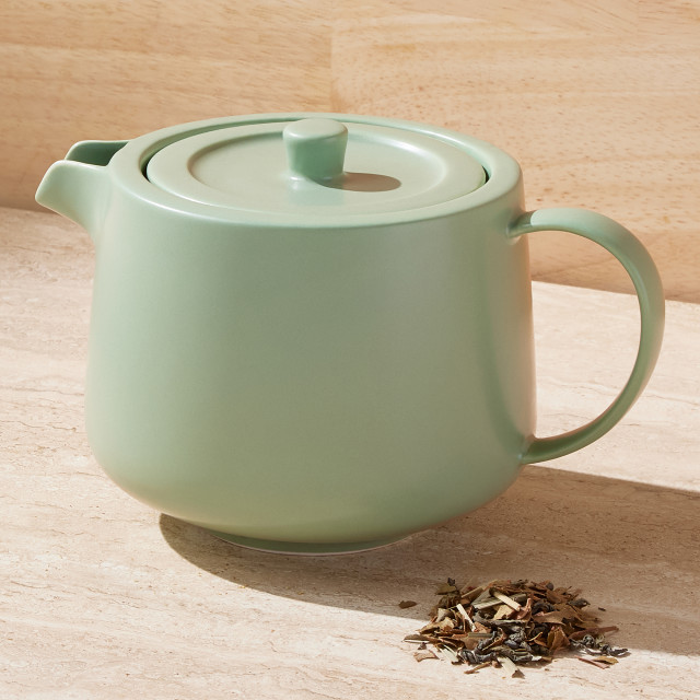 Maxwell & Williams Cafe Life Teapot with Infuser, 500ml - Teal on the table