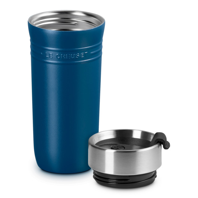 Le Creuset On The Go Vacuum-Insulated Stainless Steel Travel Mug, 350ml - Deep Teal angle