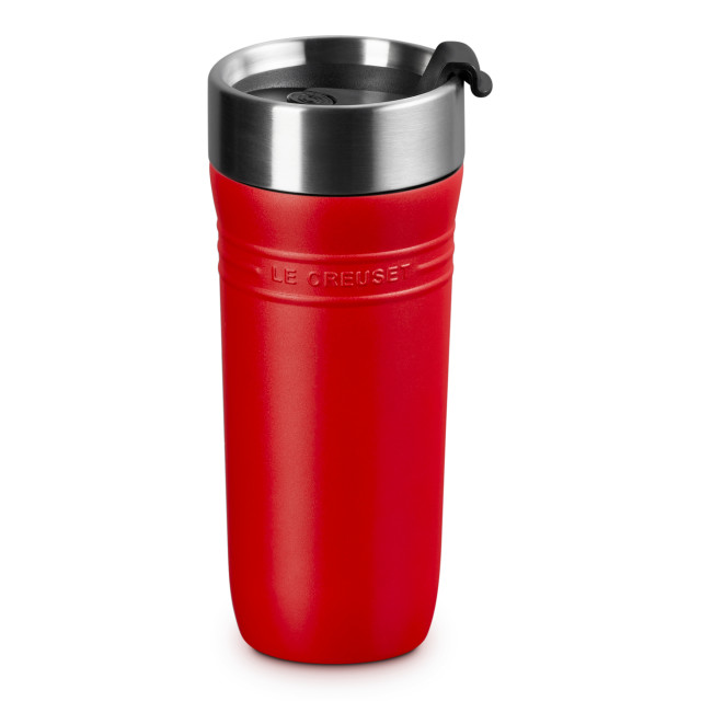 Le Creuset On The Go Vacuum-Insulated Stainless Steel Travel Mug, 350ml - Cerise