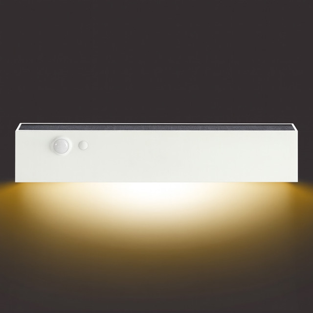 Litehouse Solar Outdoor Wall Light with Motion Sensor - White
