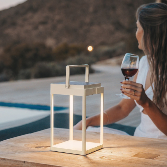 Litehouse Solar Outdoor Lantern with Touch Control - Ivory Sand