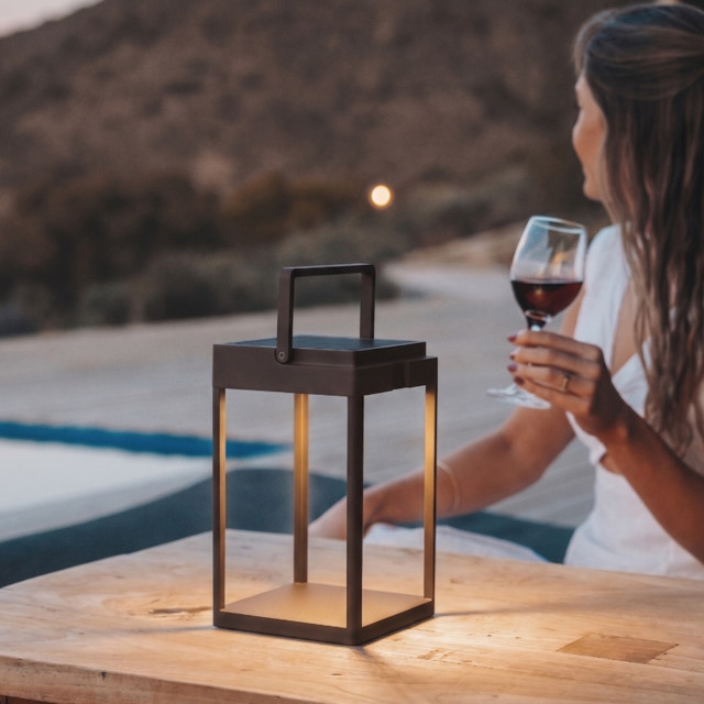 Litehouse Solar Outdoor Lantern with Touch Control - Espresso