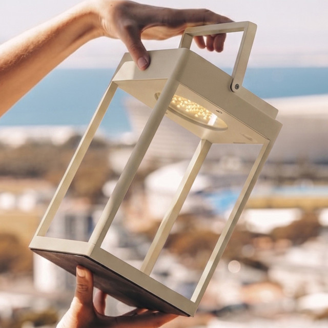Litehouse Solar Outdoor Lantern with Touch Control - Ivory Sand