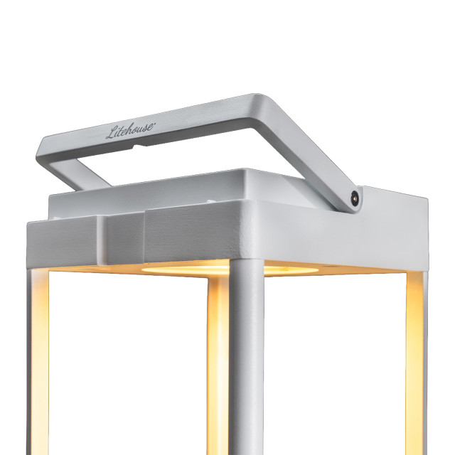 Litehouse Solar Outdoor Lantern with Touch Control-wht