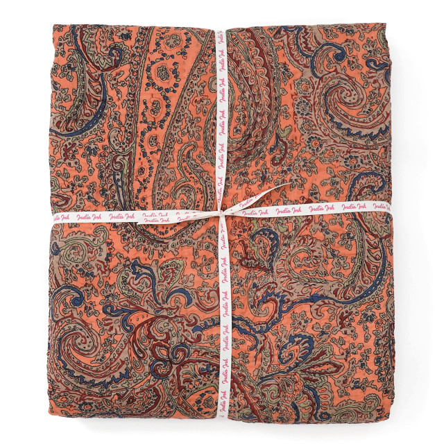 India Ink Rust King Paisley Kantha Stitched Throw - Double