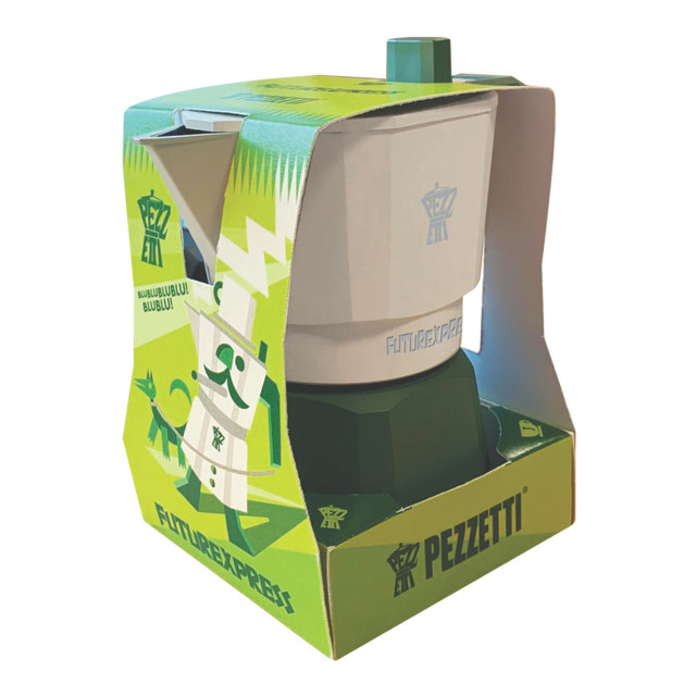 Pezzetti Future Express Moka Pot, 6 Cups - Green packaging