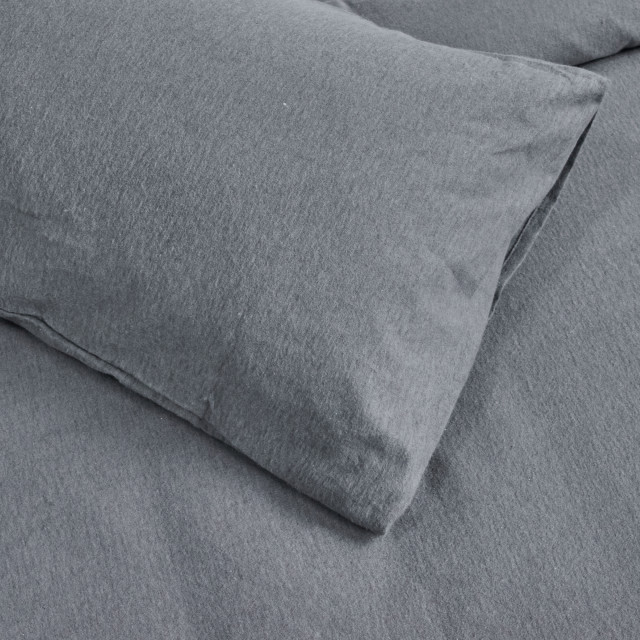 Thread Office Charcoal Brushed Cotton Duvet Cover Set close up