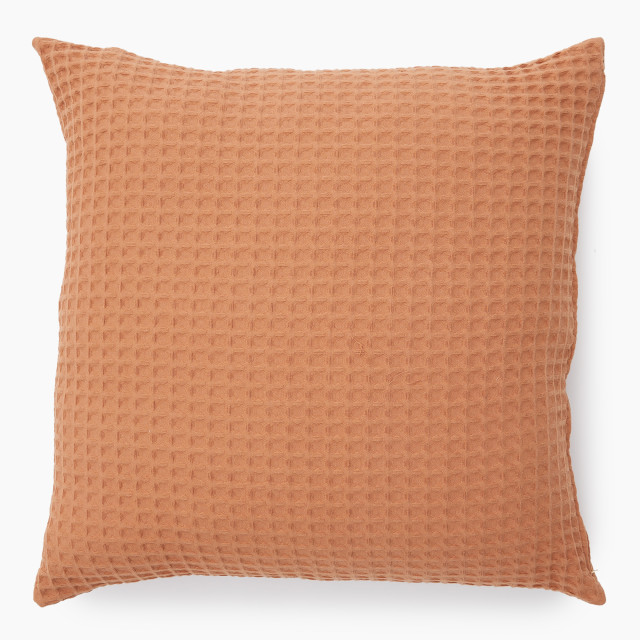 Thread Office Tan Waffle Scatter Cushion with Feather Blend Inner, 60cm x 60cm