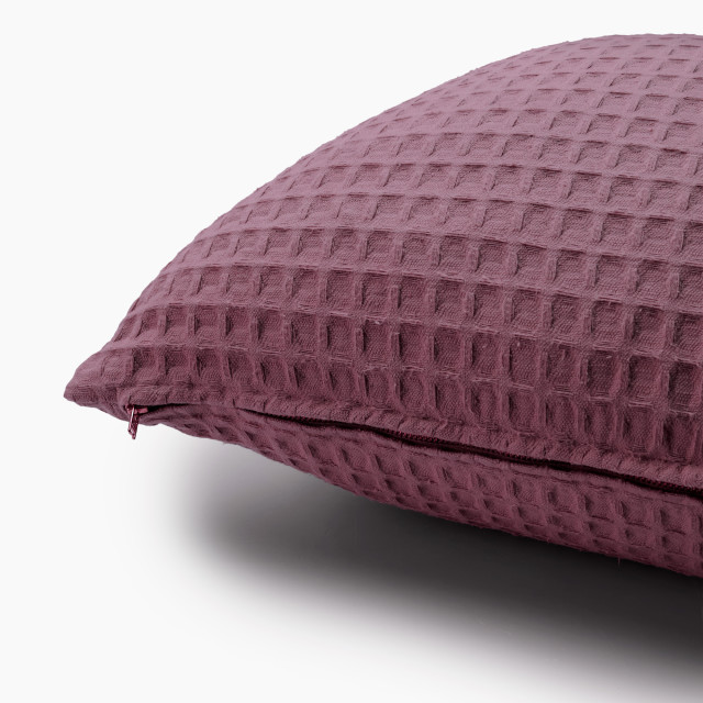 Thread Office Sangria Waffle Scatter Cushion with Feather Blend Inner, 60m x 60cm