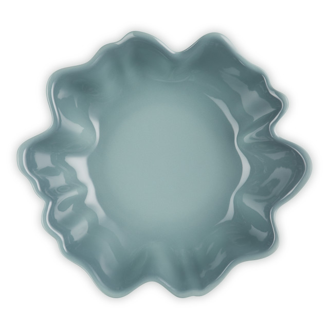 Le Creuset Sea Salt Stoneware Ruffle Serving Bowl, 3.8L angle