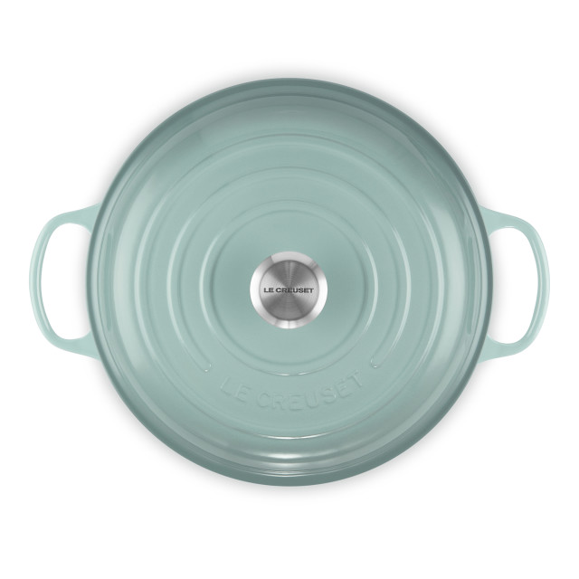 Le Creuset Sea Salt Signature 3.5 Litre Shallow Casserole, 30cm angle