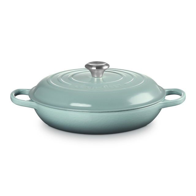 Le Creuset Sea Salt Signature 3.5 Litre Shallow Casserole, 30cm angle