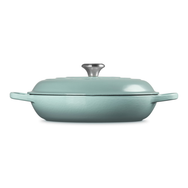 Le Creuset Sea Salt Signature 3.5 Litre Shallow Casserole, 30cm angle