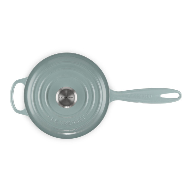 Le Creuset Sea Salt Signature Cast Iron Saucepan, 18cm angle