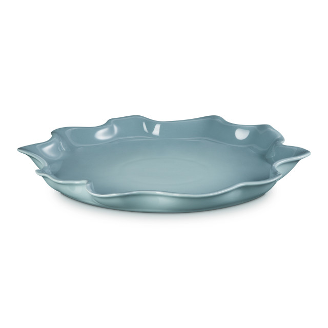 Le Creuset Sea Salt Ruffle Stoneware Serving Platter, 36cm angle