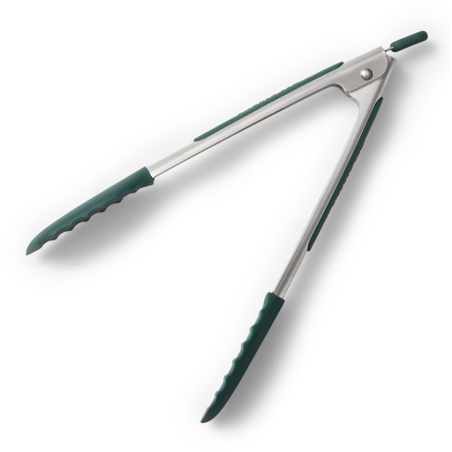 Kitchen Pro Silicone Tongs, 18cm - Forest Green