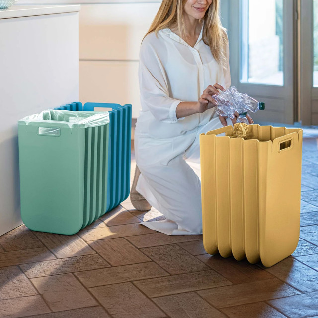 Guzzini Eco Packly Multipurpose Container - Bright mustard yellow with recycled bottles