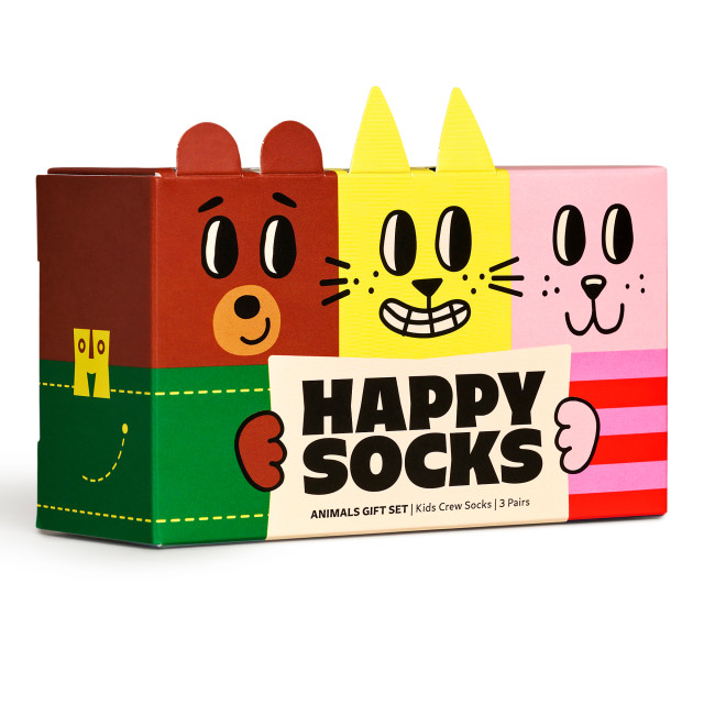 Happy Socks Kids Animal Gift Set, Pack of 3 packaging angle