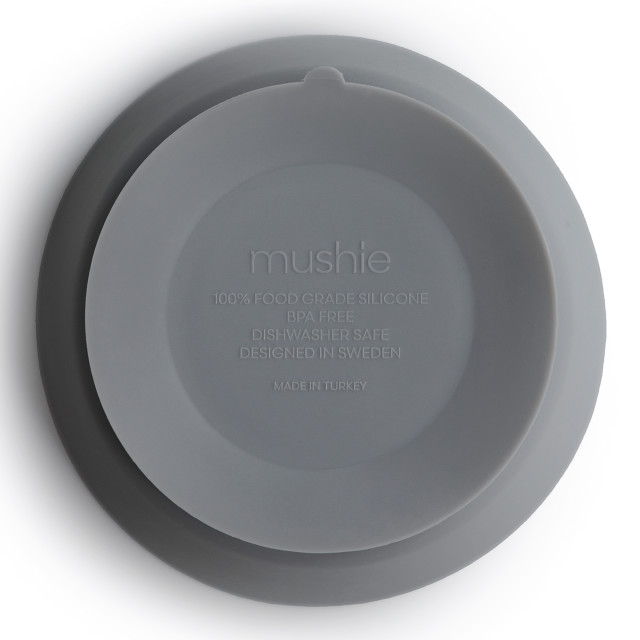 Mushie Silicone Suction Bowl, 280ml - Stone angle