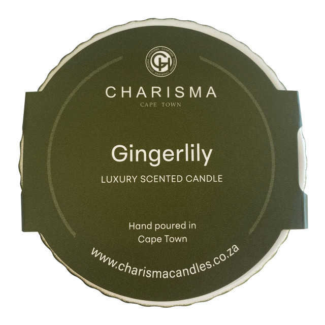 Charisma Candles Ginger Lily Scented Filled Ribbed Ceramic Candle, 300g packaging