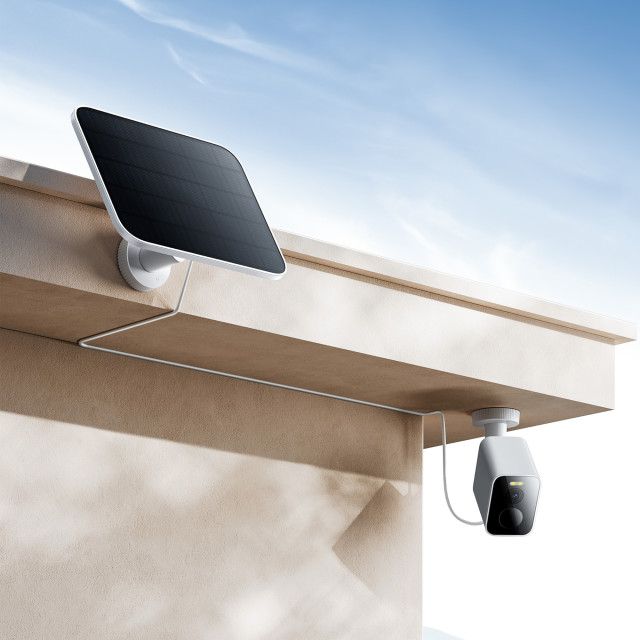 Xiaomi Outdoor Solar Panel For BW Series Camera on the wall next to the camera