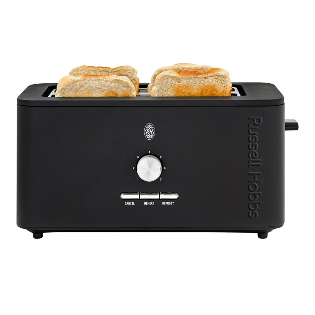 Russell Hobbs Nexus Stainless Steel 4-Slice Toaster - Black angle