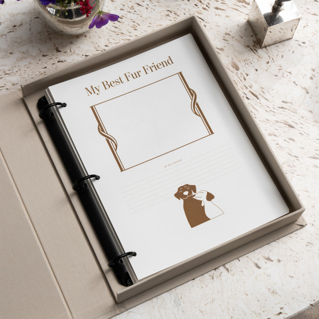 Printworks A Dogs Life Blank Photo Album opened on the table