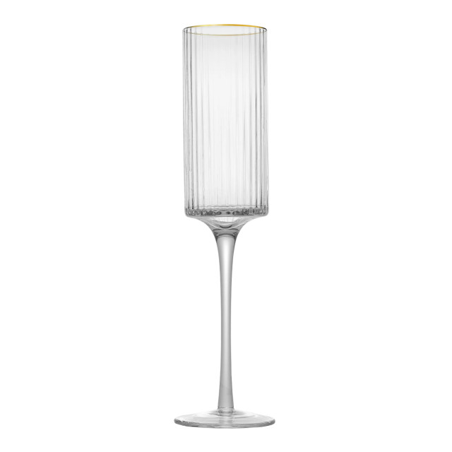 JAN Opulent Champagne Glasses with Gold Rim, Set of 2